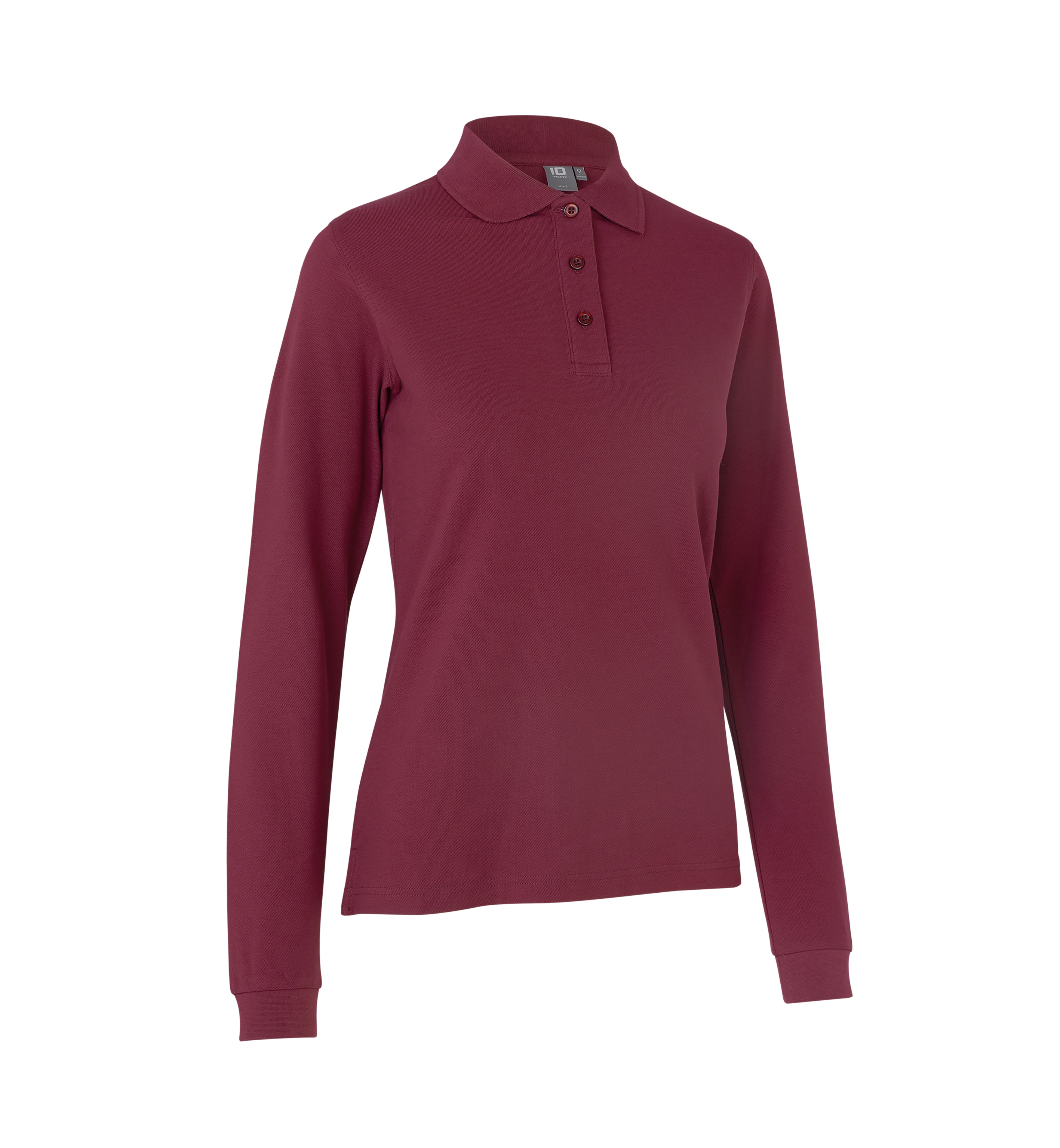 ID Langærmet poloshirt stretch, dame-Bordeaux Rød