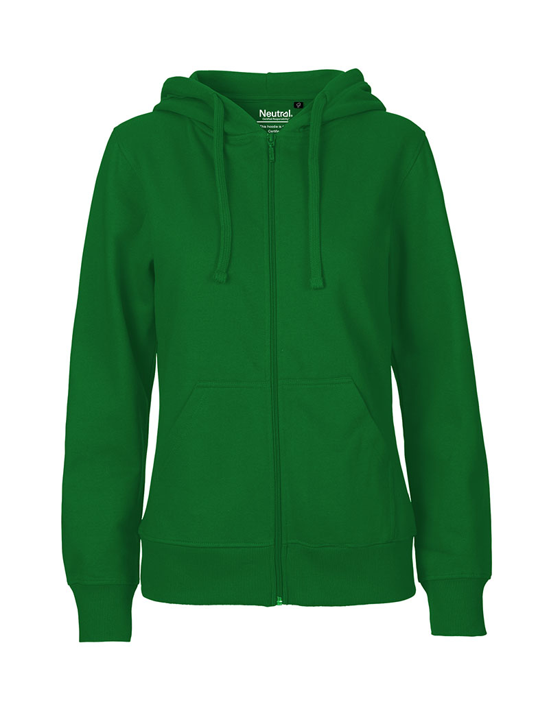 NEUTRAL Dame Zip Hoodie, 100% Økologisk Fairtrade Bomuld-Grøn
