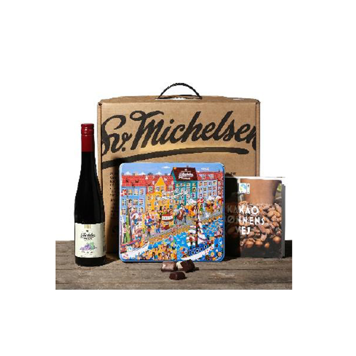 SV. MICHELSEN Gavekuffert med dansk vin og kunstdåse