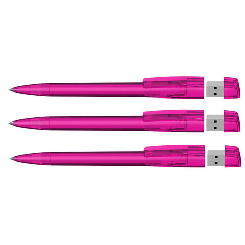 KLIO Pen Transparent med plast tip 4 GB usb stik.-Pink