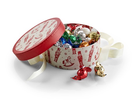 Hatteæske Mixede Chokoladekugler, 300 g.-Rød