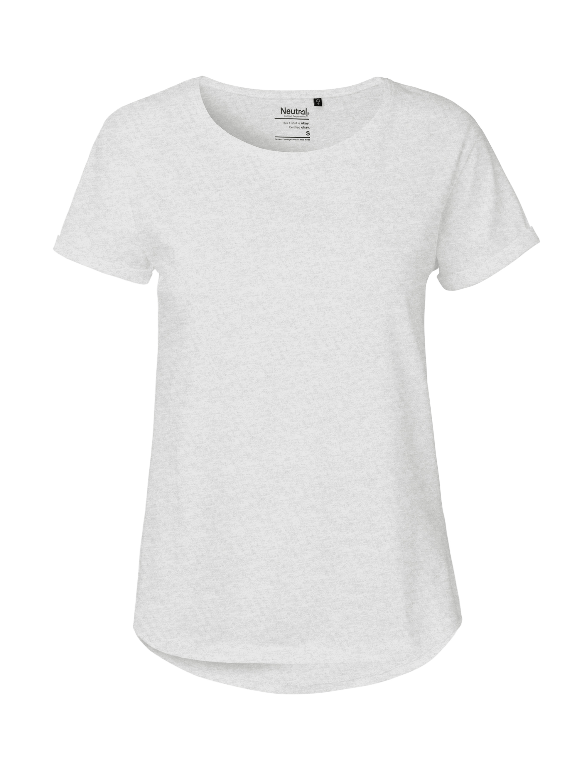 NEUTRAL Roll Up Sleeve Dame T-shirt, 100% Økologisk Fairtrade Bomuld-Lysegrå