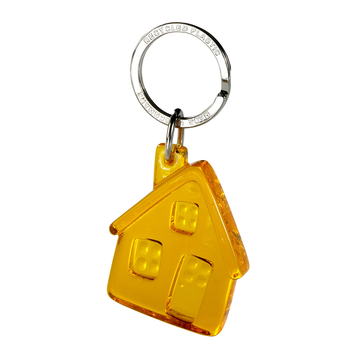Hus Nøglering - Genbrugs Akryl-Klar Orange