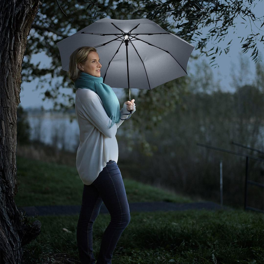 Oversize Taskeparaply FARE® med Led-Lys Skylight®-Grå