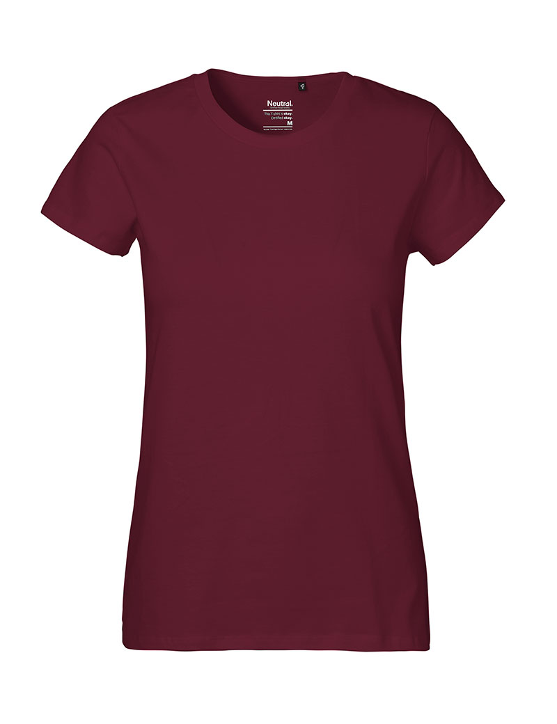 NEUTRAL Classic Dame T-shirt, 100% Økologisk Fairtrade Bomuld-Bordeaux Rød