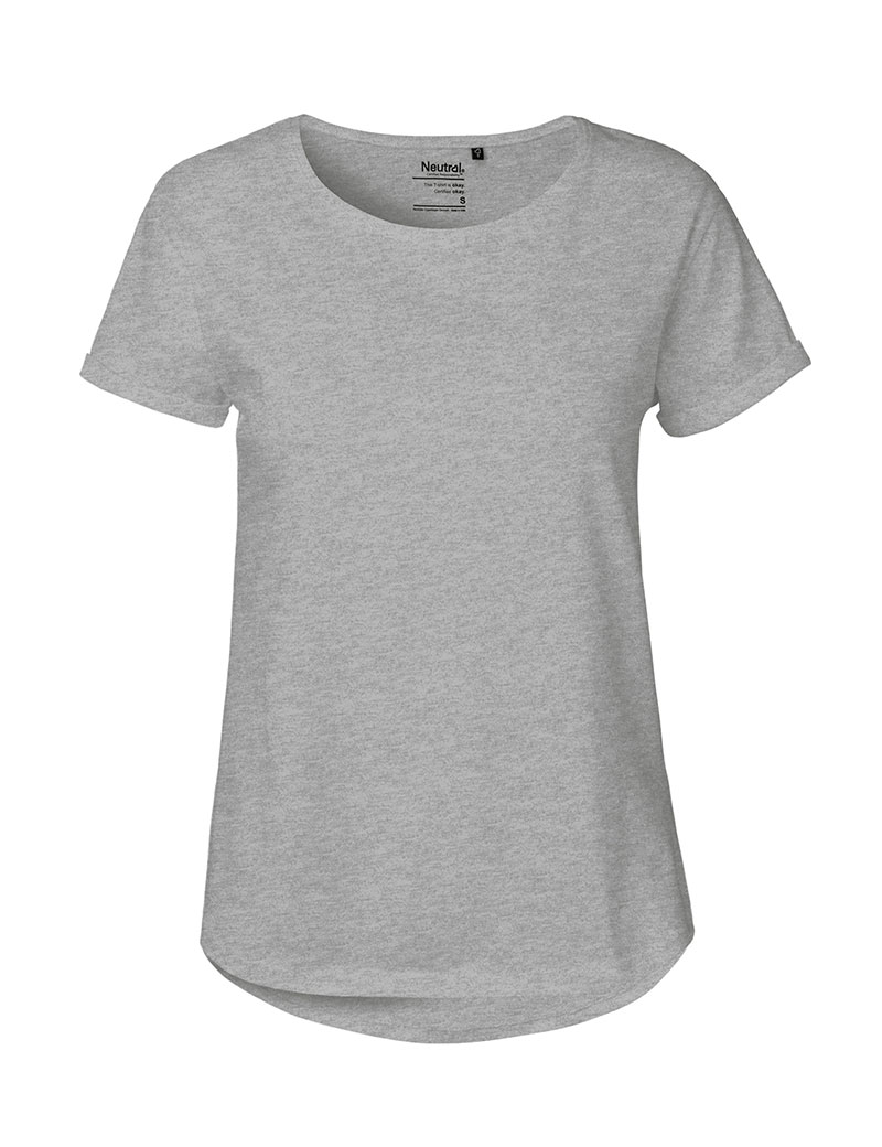 NEUTRAL Roll Up Sleeve Dame T-shirt, 100% Økologisk Fairtrade Bomuld-Grå melange