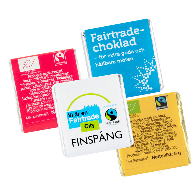 Kuvert chokolade Fairtrade & Økologisk, 5 g.