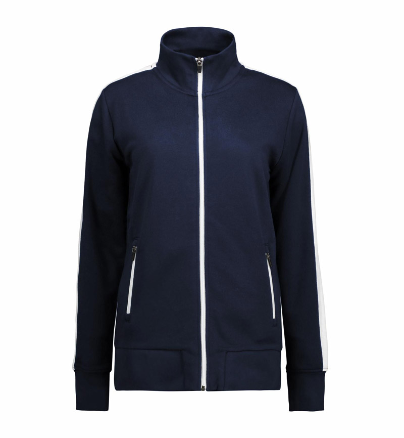 ID Cardigan Dame - Kontraststrib-Navy