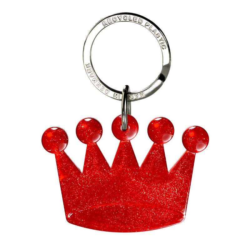 Krone Nøglering - Genbrugs Akryl-Rød