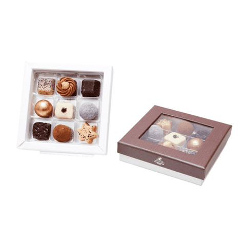 Klassisk æske 9 stk. blandet dessertchokolade og konfekt.