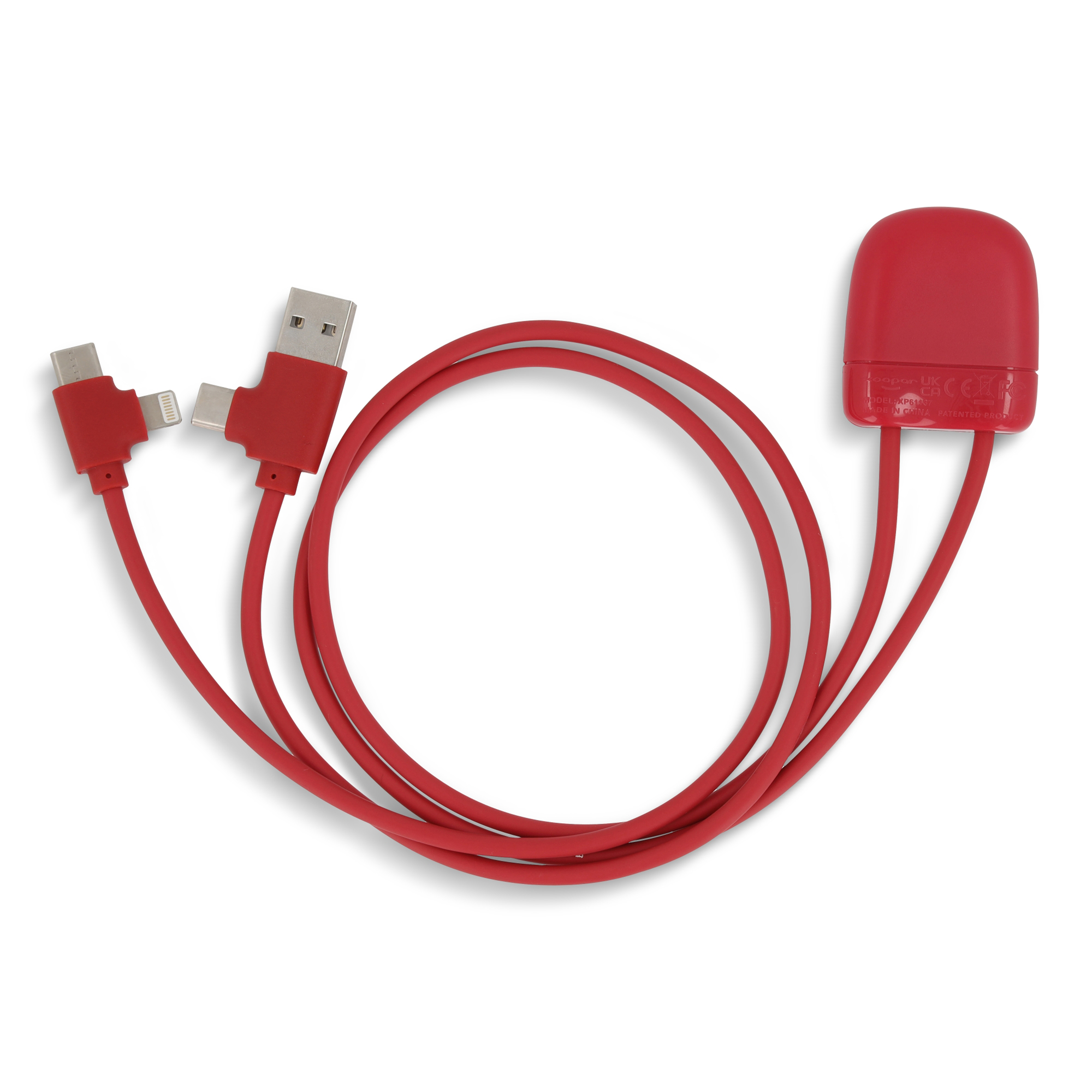 Xoopar Ice-C GRS Charging cable - rPet-Rød