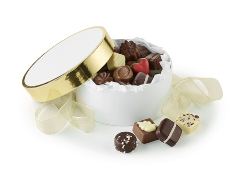 Hatteæske med Fyldt Luksus Chokolade, 500 g.-Guld