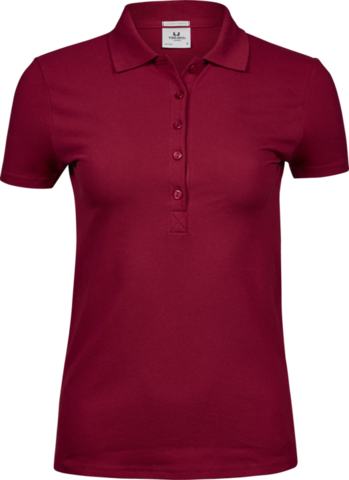 TEE JAYS Ladies Luxury Stretch Polo, Økologisk, dame-Mørkerød