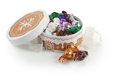 Hatteæske Mixede Chokoladekugler, 300 g.-Brun