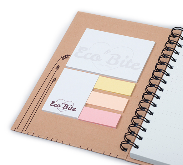 A5 Spiral Notesblok Hardcover med Stickynotes - 100 ark-