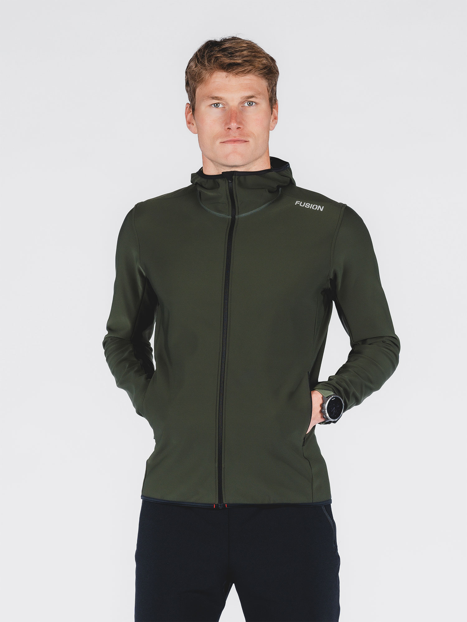 FUSION Recharge Hoodie, Herre-Mørkegrøn