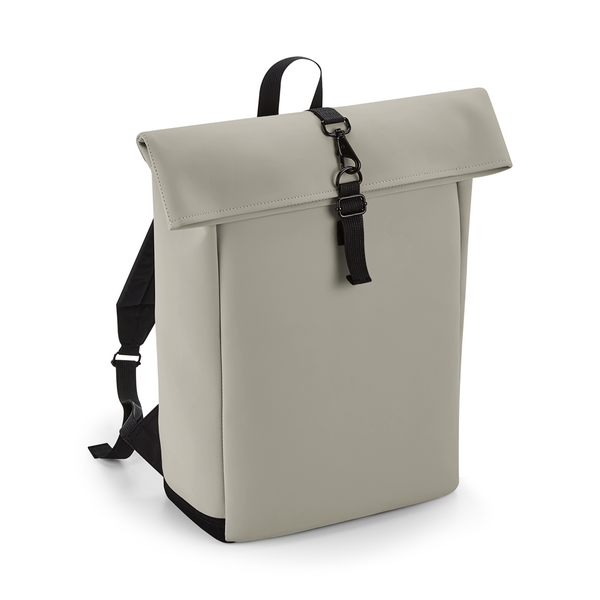 Matte PU Roll-Top Backpack - 100 % genbrugspolyester-Grå
