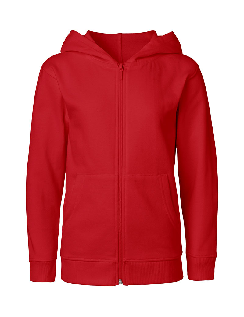 NEUTRAL Zip Hoodie Børn, 100% Økologisk Fairtrade Bomuld-Rød