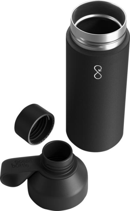 Ocean Bottle 500 ml vakuumisoleret vandflaske, Genanvendt Stål-Sort