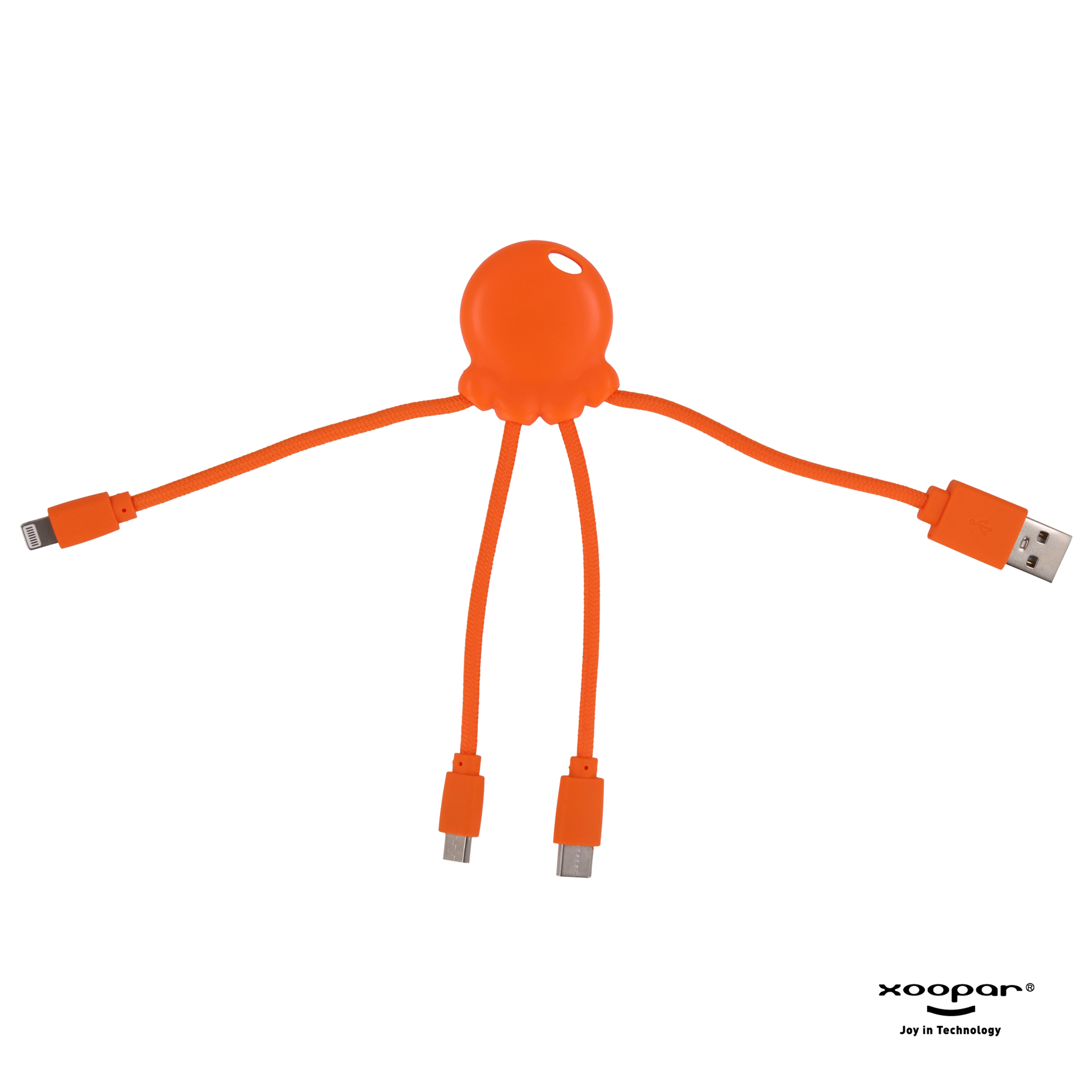 Xoopar Octopus Charging cable - rPet-Orange