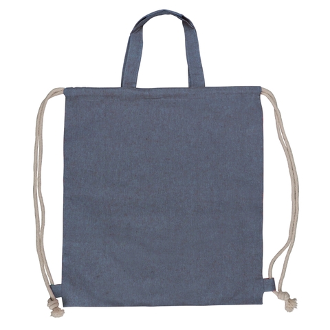 Snørepose i genanvendt bomuld-Blå