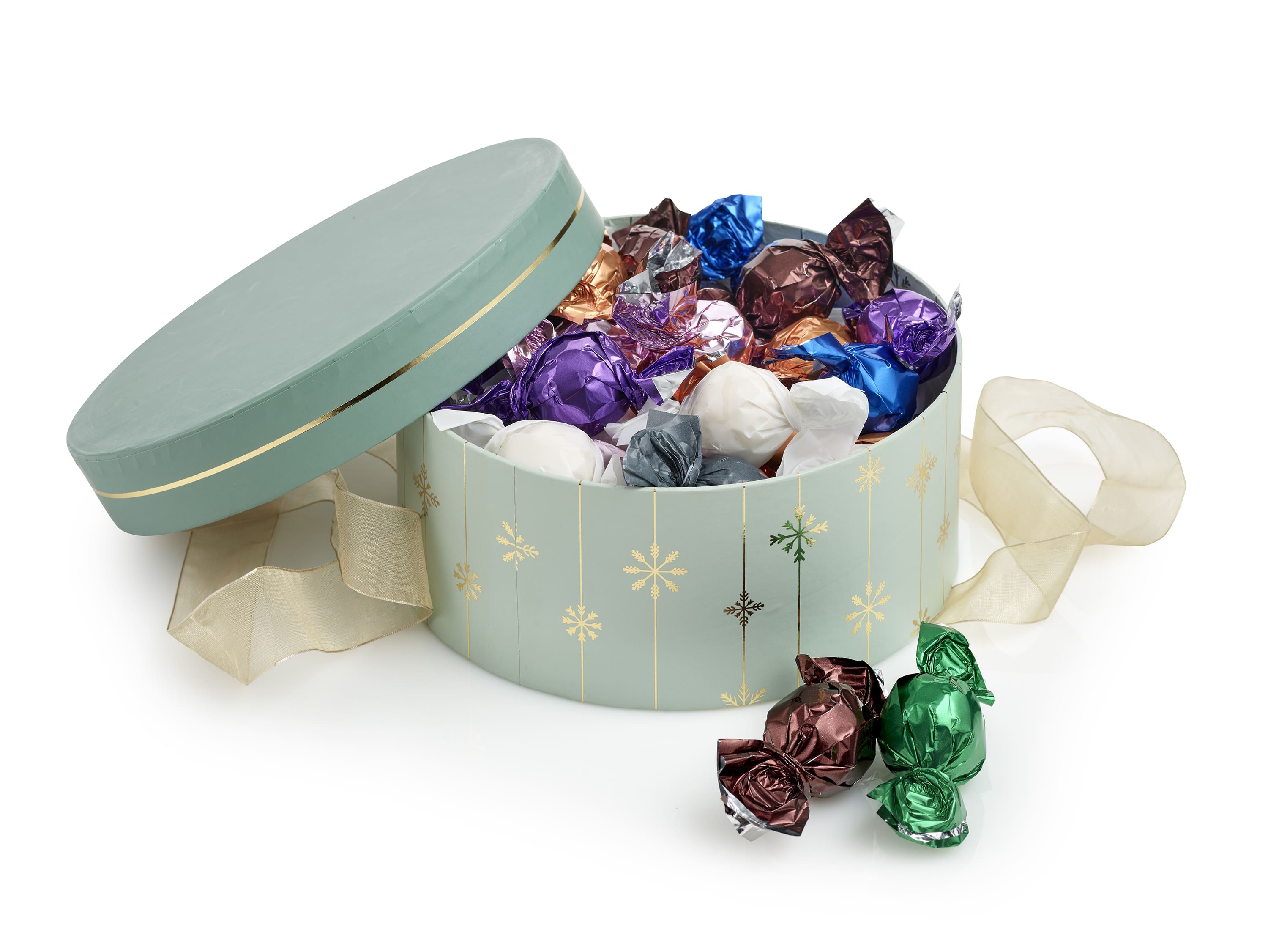 Hatteæske med Chokoladekugler, 600 g.