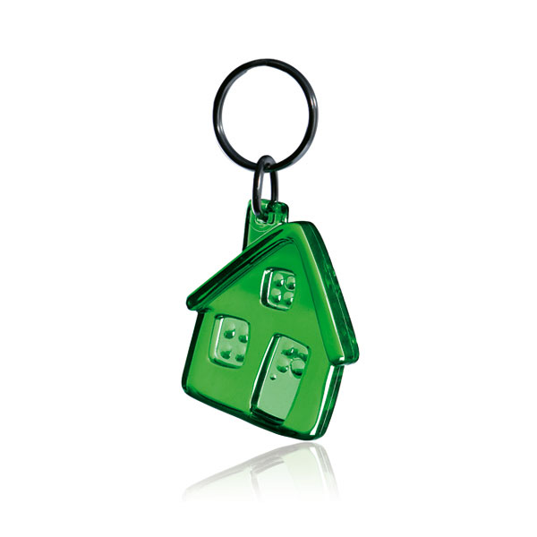 Hus Nøglering - Genbrugs Akryl-Klar Grøn