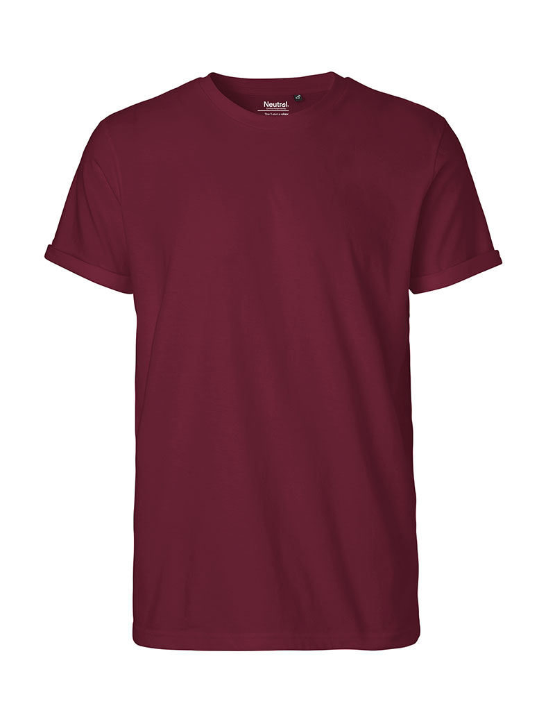 NEUTRAL Roll Up Sleeve T-shirt, 100% Økologisk Fairtrade Bomuld-Bordeaux Rød