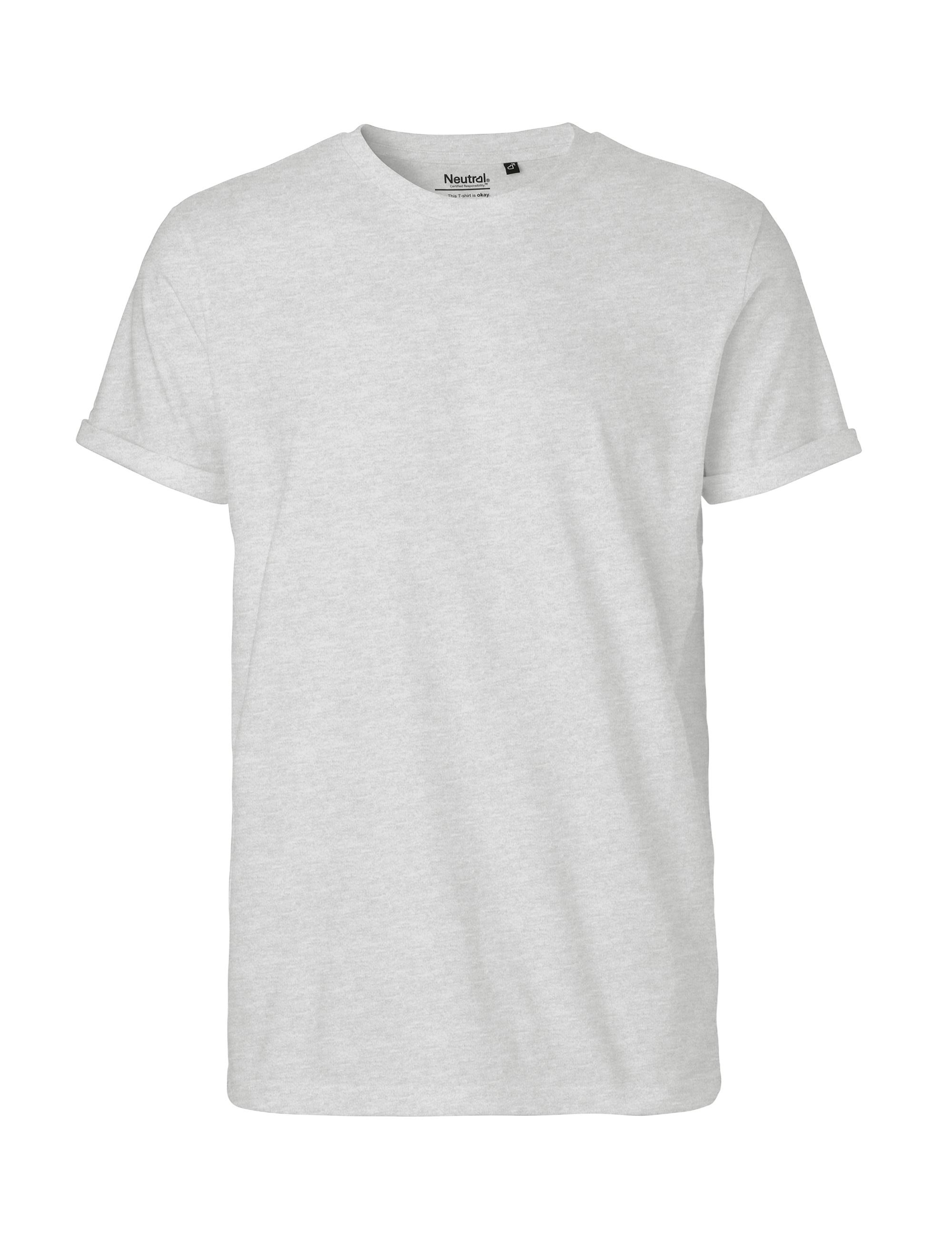 NEUTRAL Roll Up Sleeve T-shirt, 100% Økologisk Fairtrade Bomuld-Lysegrå