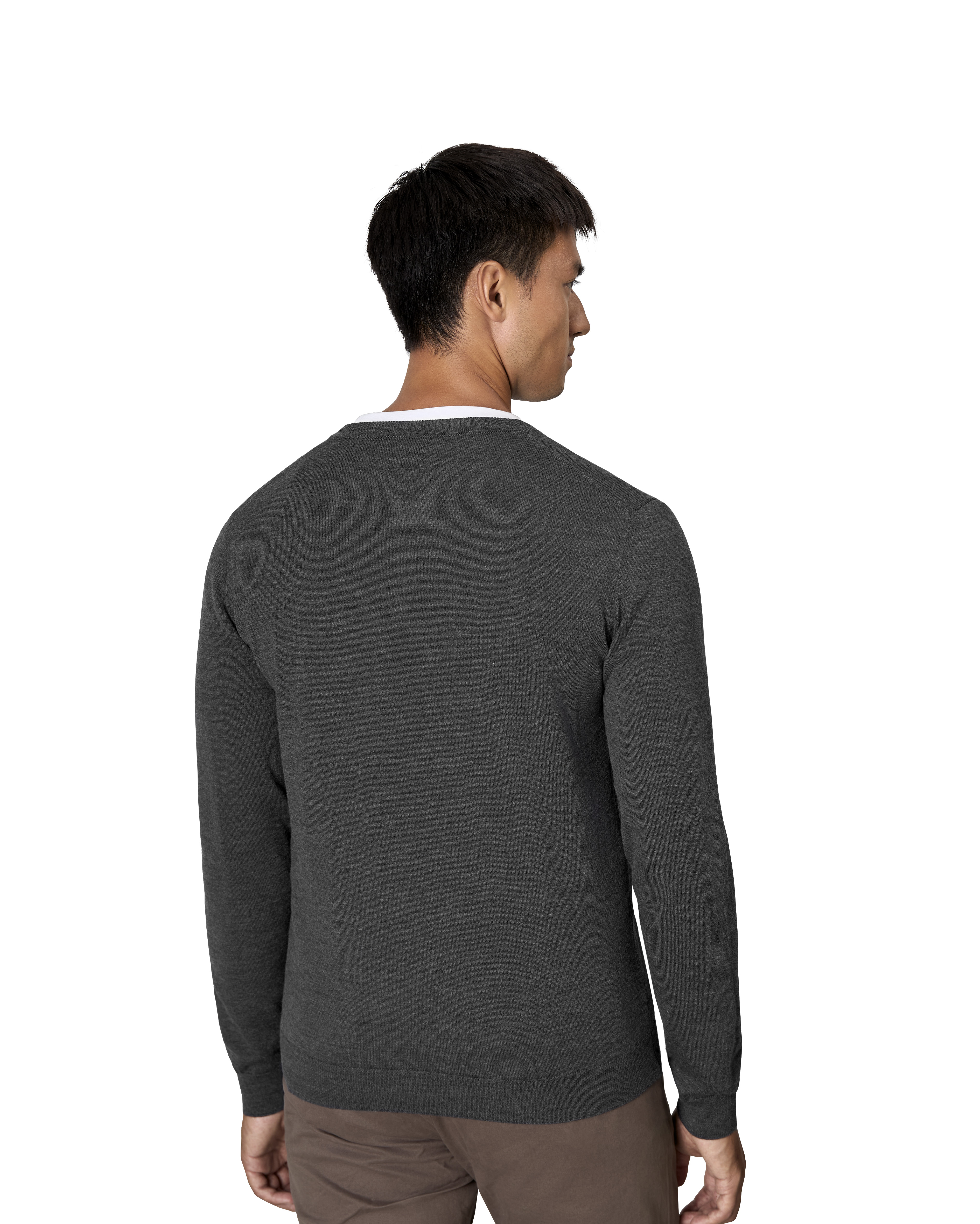 SEVEN SEAS Strik med V-hals, Herre - 50% Uld-Grå