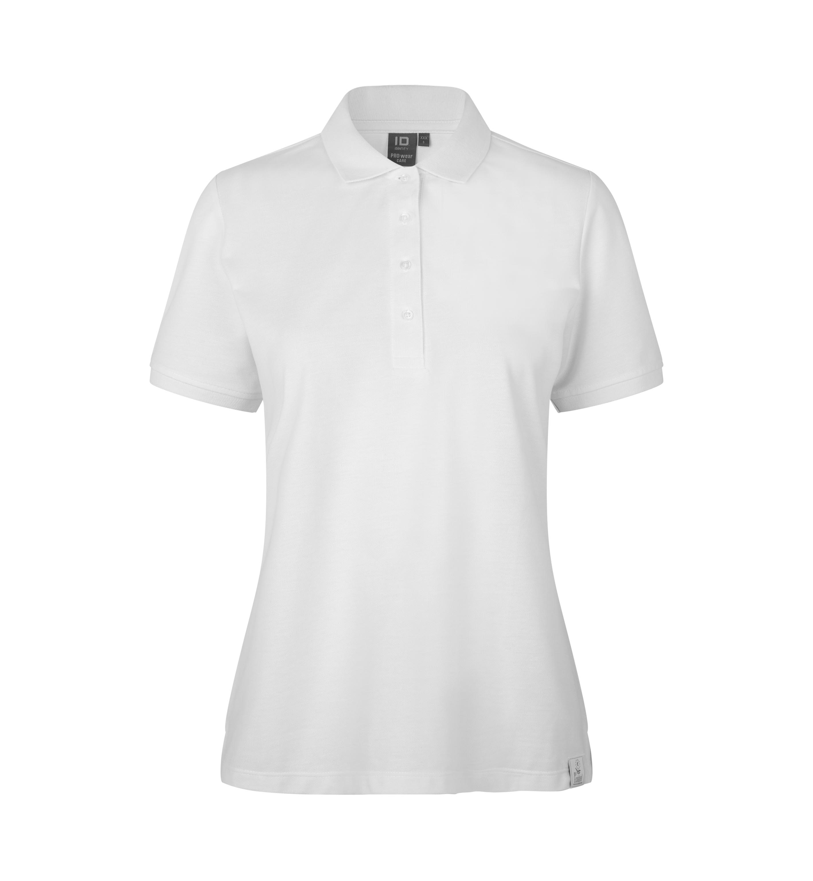 ID PRO Wear CARE Poloshirt I klassisk, dame - Genbrugs bomuld-Hvid