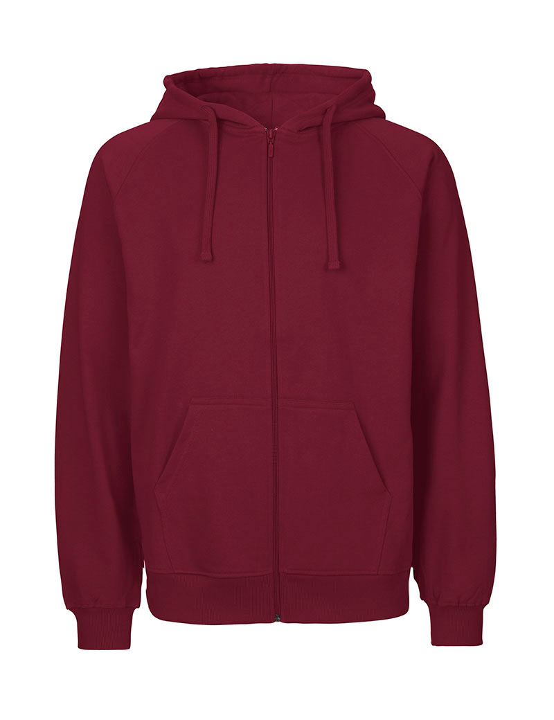 NEUTRAL Zip Hoodie, 100% Økologisk Fairtrade Bomuld-Bordeaux Rød