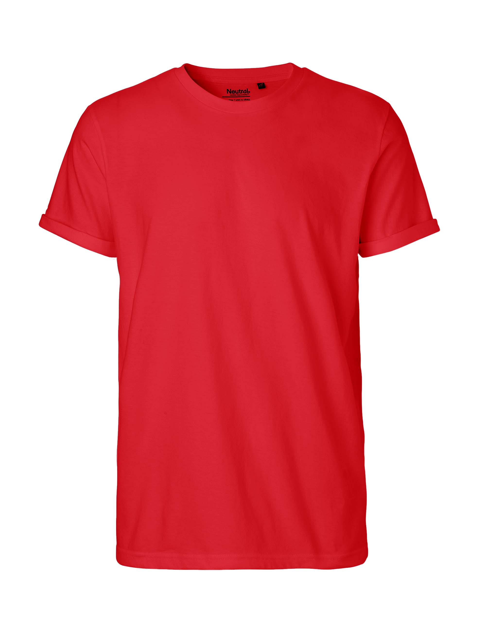 NEUTRAL Roll Up Sleeve T-shirt, 100% Økologisk Fairtrade Bomuld-Rød