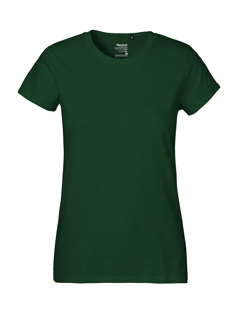 NEUTRAL Classic Dame T-shirt, 100% Økologisk Fairtrade Bomuld-Flaskegrøn