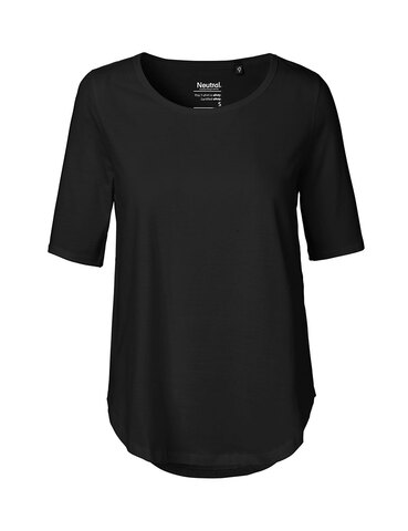 NEUTRAL 1/2 Ærmet Dame T-shirt, 100% Økologisk Fairtrade Bomuld-Sort