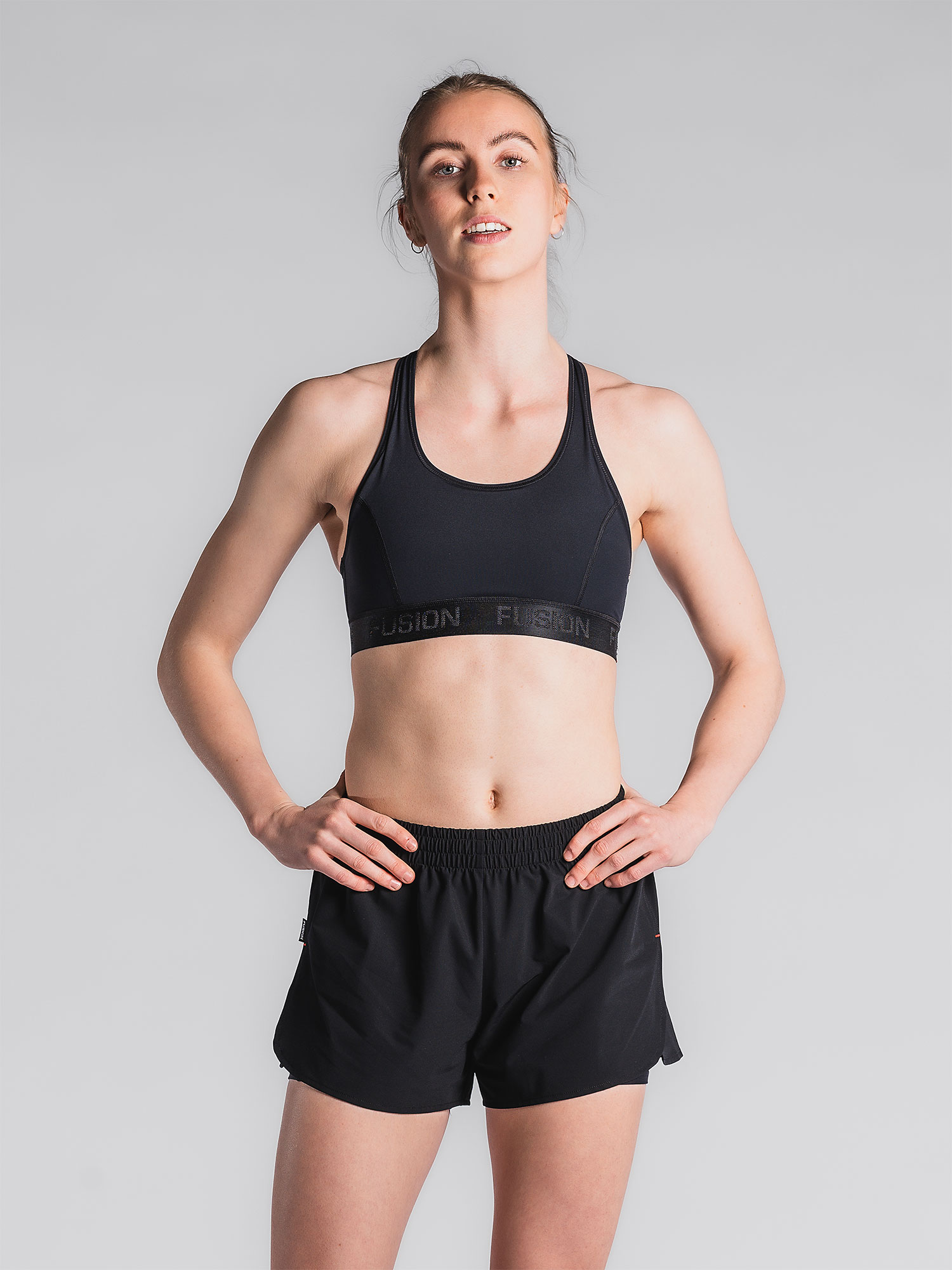 FUSION C3 2i1 Løbe Shorts, Dame-Sort