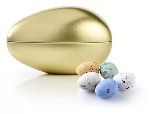 Metal Påskeæg med Belgiske Fugleæg-Guld