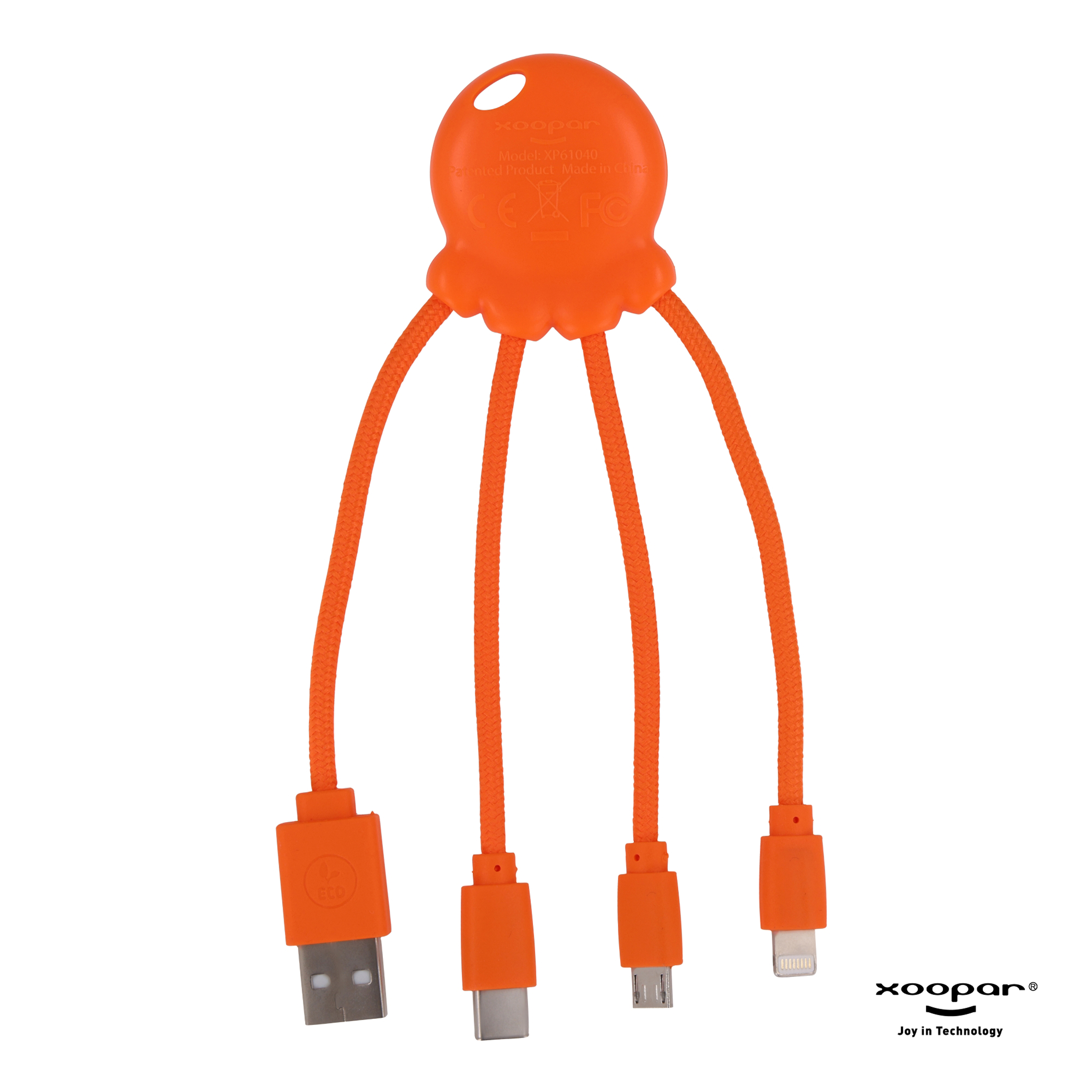 Xoopar Octopus Charging cable - rPet-Orange