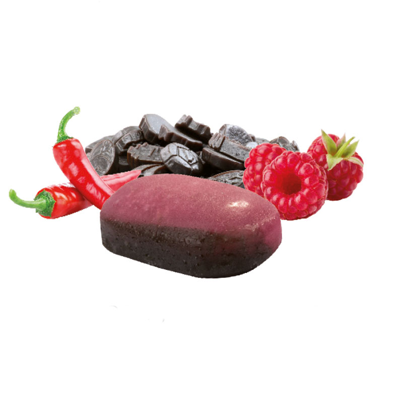 Bolcher i Maxipose-Hindbær-chili-lakrids