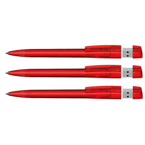 KLIO Pen Transparent med plast tip 4 GB usb stik.-Rød
