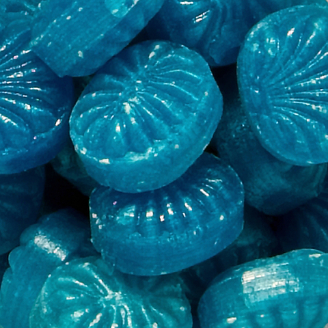 Danske Twistede Logo Veganske Bolsjer i komposterbar folie-Blå Stærke