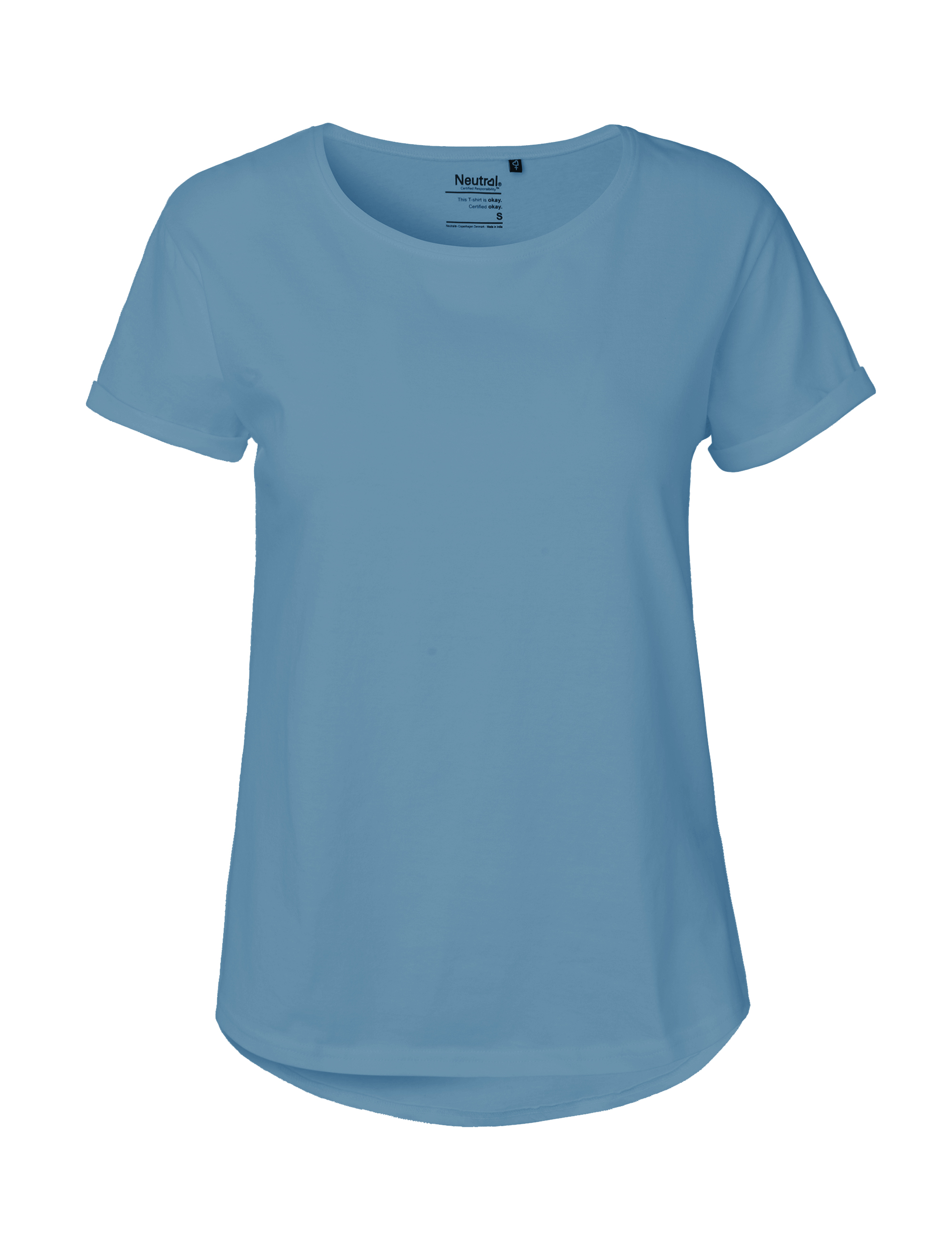 NEUTRAL Roll Up Sleeve Dame T-shirt, 100% Økologisk Fairtrade Bomuld-Petrol