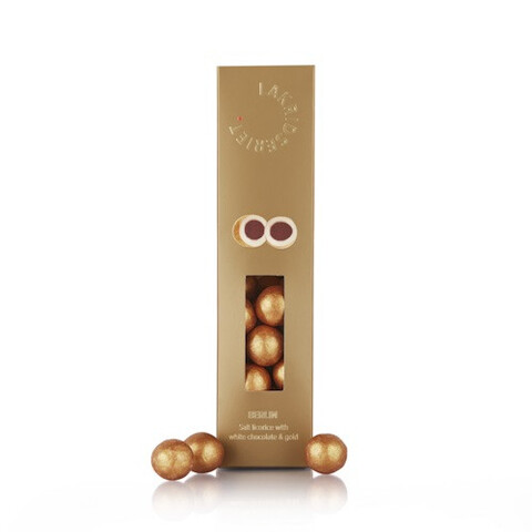 Berlin, Salt lakrids m./hvid choko & guld i guld design æske