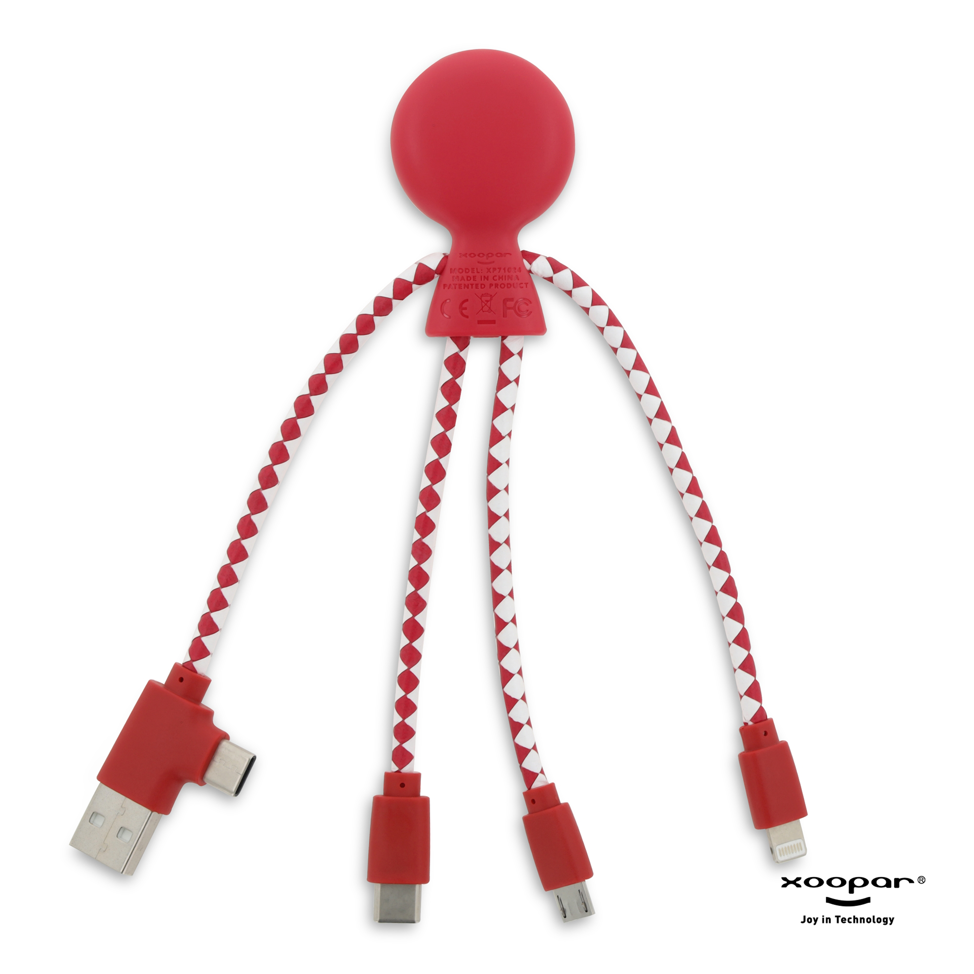 Xoopar Mr. Bio Charging cable - rPet-Rød