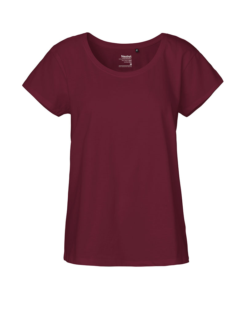 NEUTRAL Loose Fit Dame T-shirt, 100% Økologisk Fairtrade Bomuld-Bordeaux Rød