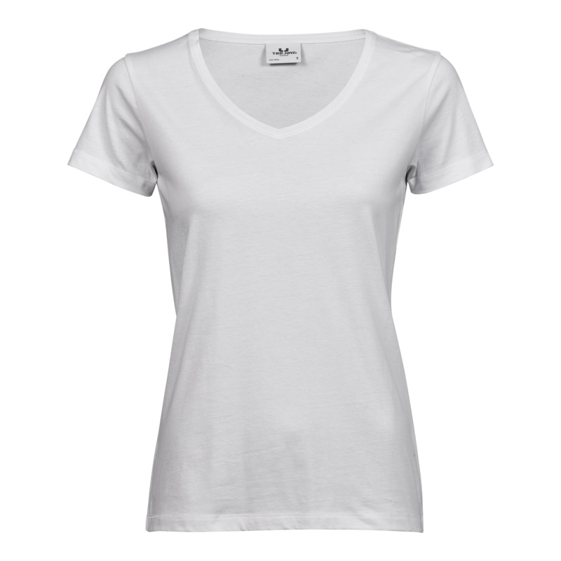 TEE JAYS Luxury V-neck T-shirt - Økologisk, dame-Hvid