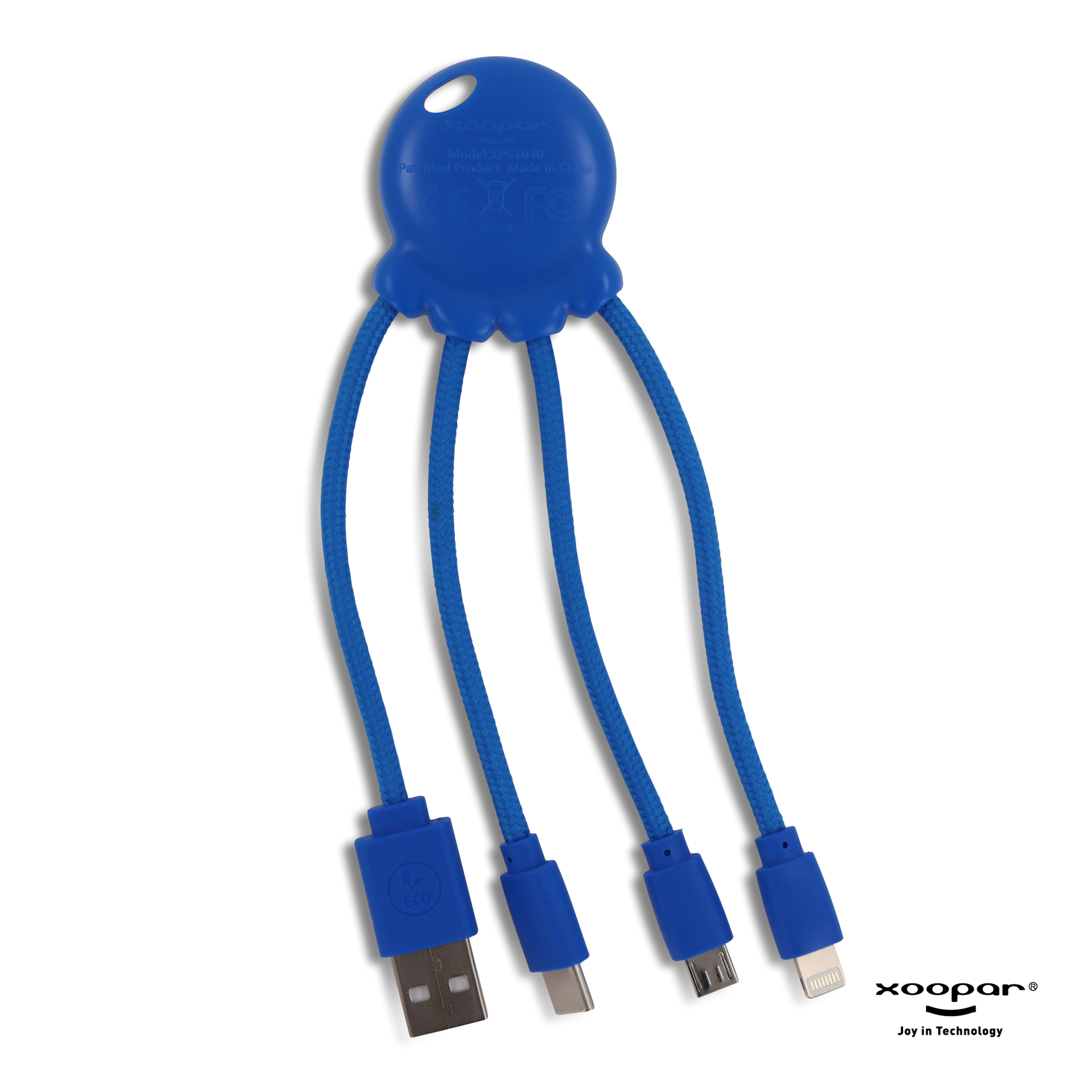 Xoopar Octopus Charging cable - rPet-Blå