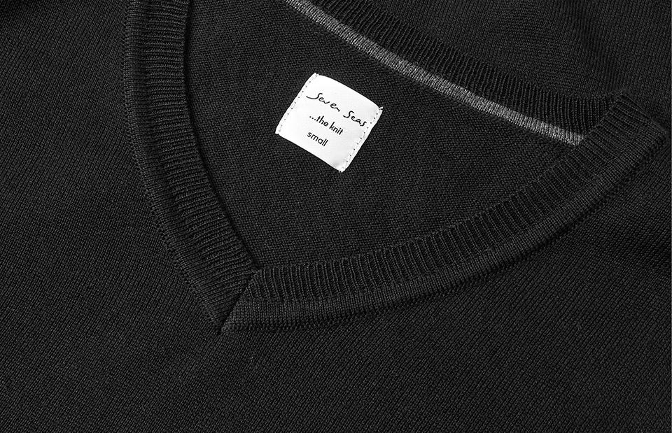 SEVEN SEAS Strik med V-hals, Dame - 50% Uld-Sort