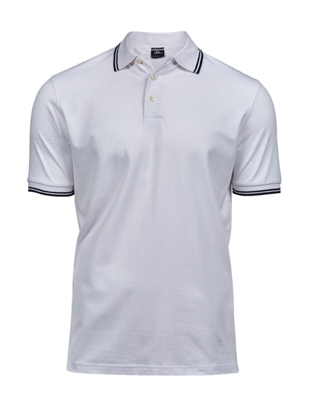 TEE JAYS Luxury Stripe Stretch Polo, Økologisk, herre-Hvid