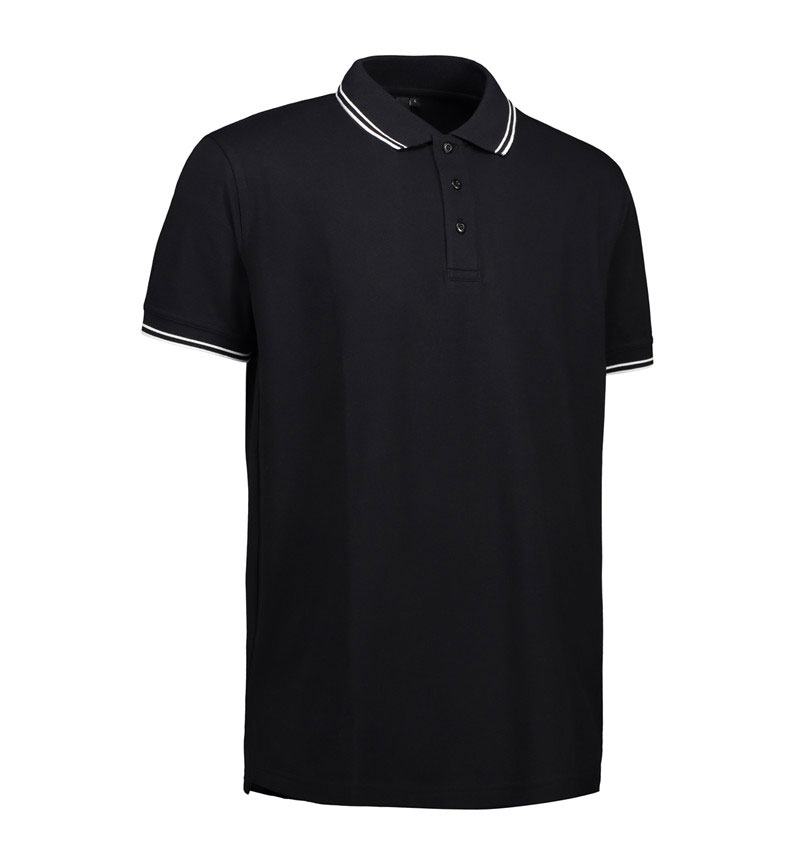 ID Strech Contrast Poloshirt-Sort
